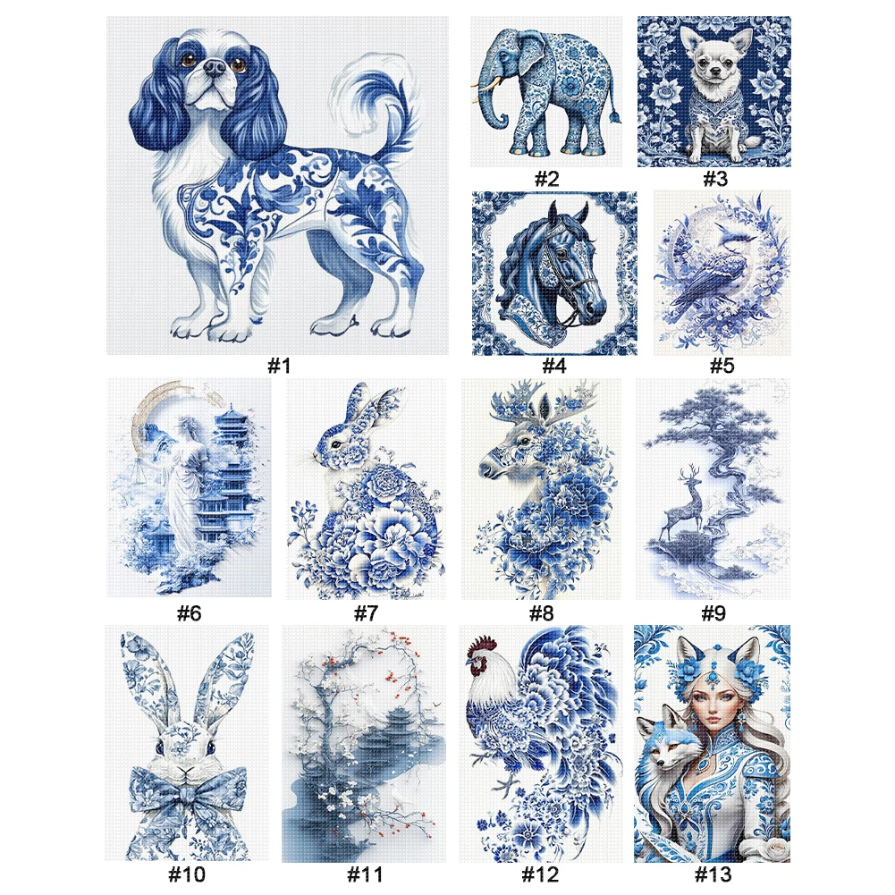 Full Embroidery Eco-cotton Thread 11CT Printed Porcelain Cross Stitch Kit Art