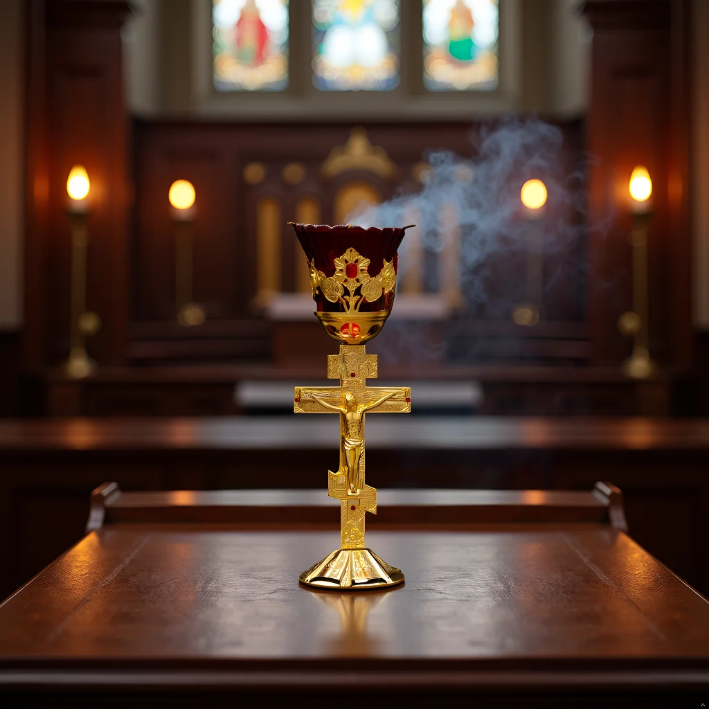 Neuer Orthodoxer Kirchen-Kerzenhalter Jesus-Kruzifix Kelch Vergoldetes Jesus-Kreuz Kirchen-Messe-Eucharistie-Zubehör Kirchenkelch – Detail 4