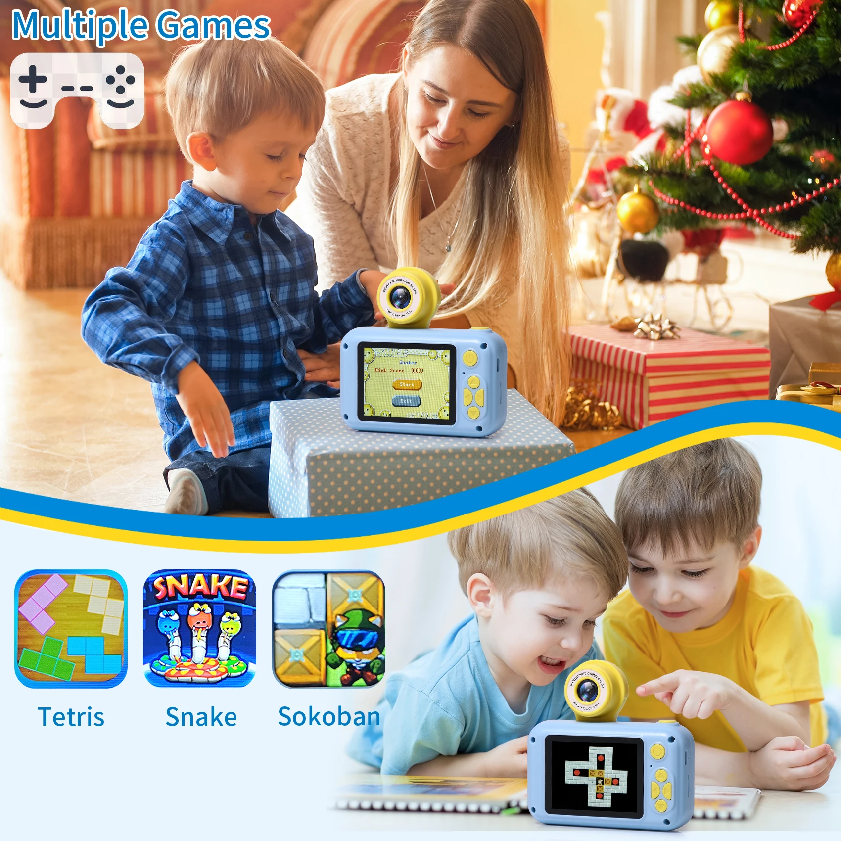 Kids Camera Toys 2.4 Inch IPS Screen Digital Zoom Video 180&deg;Flip Len Handheld for Toddler Baby Children