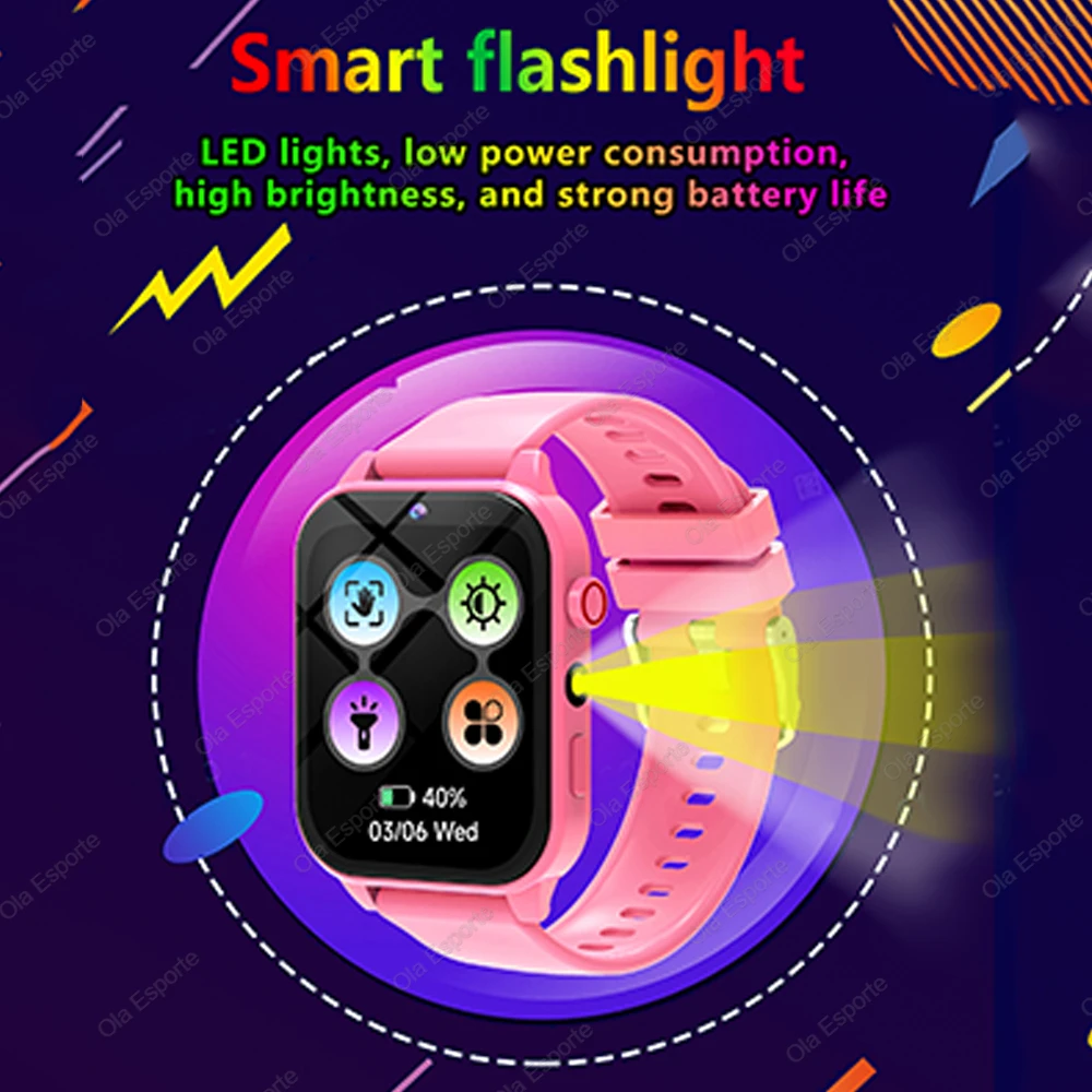 2026 New Kids Camera Smart Watch For Kids Games Sleep Monitor Flashlight Alarm Clock Boy Girl Gift Children Partner Smartwatch 4