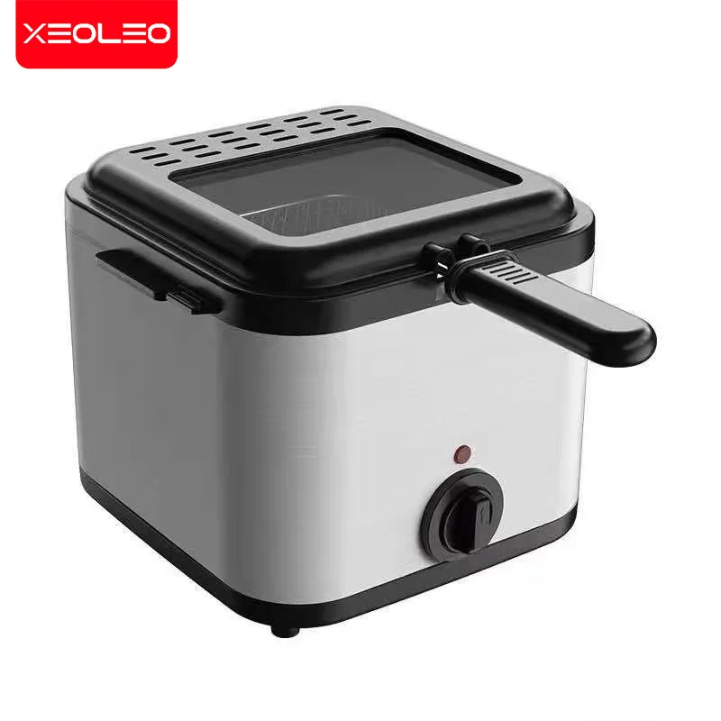 

XEOLEO Commercial Electric Deep Fryer Stainless Steel French Single 2.5L Tank Household Frying Machine Protable Chips/Chicken