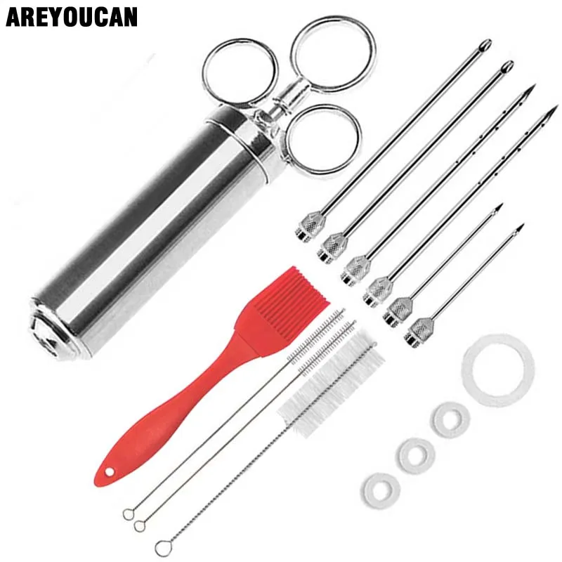 AREYOUCAN Marinade Meat Injector, Stainless Steel BBQ Injector Syringe