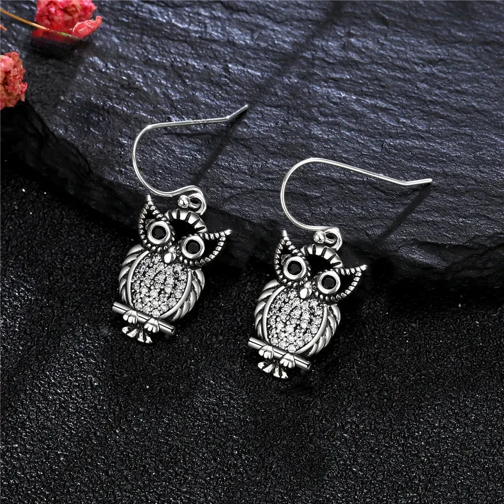 

New Style Owl Animal Drop Earrings 925 Sterling Silver Earrings Cute Fashion Party Jewelry for Women Fine Gift