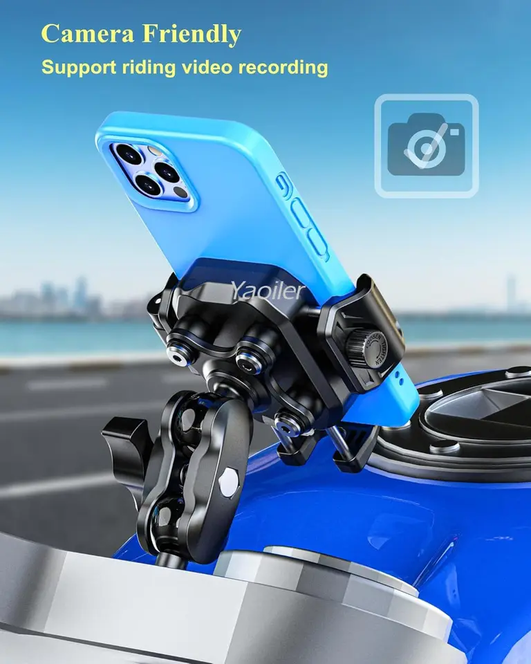 Support Téléphone Moto Pour Tige De Fourche - Amortisseur Vibrations, Réglable, Serrage Mécanique, Compatible Smartphones 4.9-8.1"