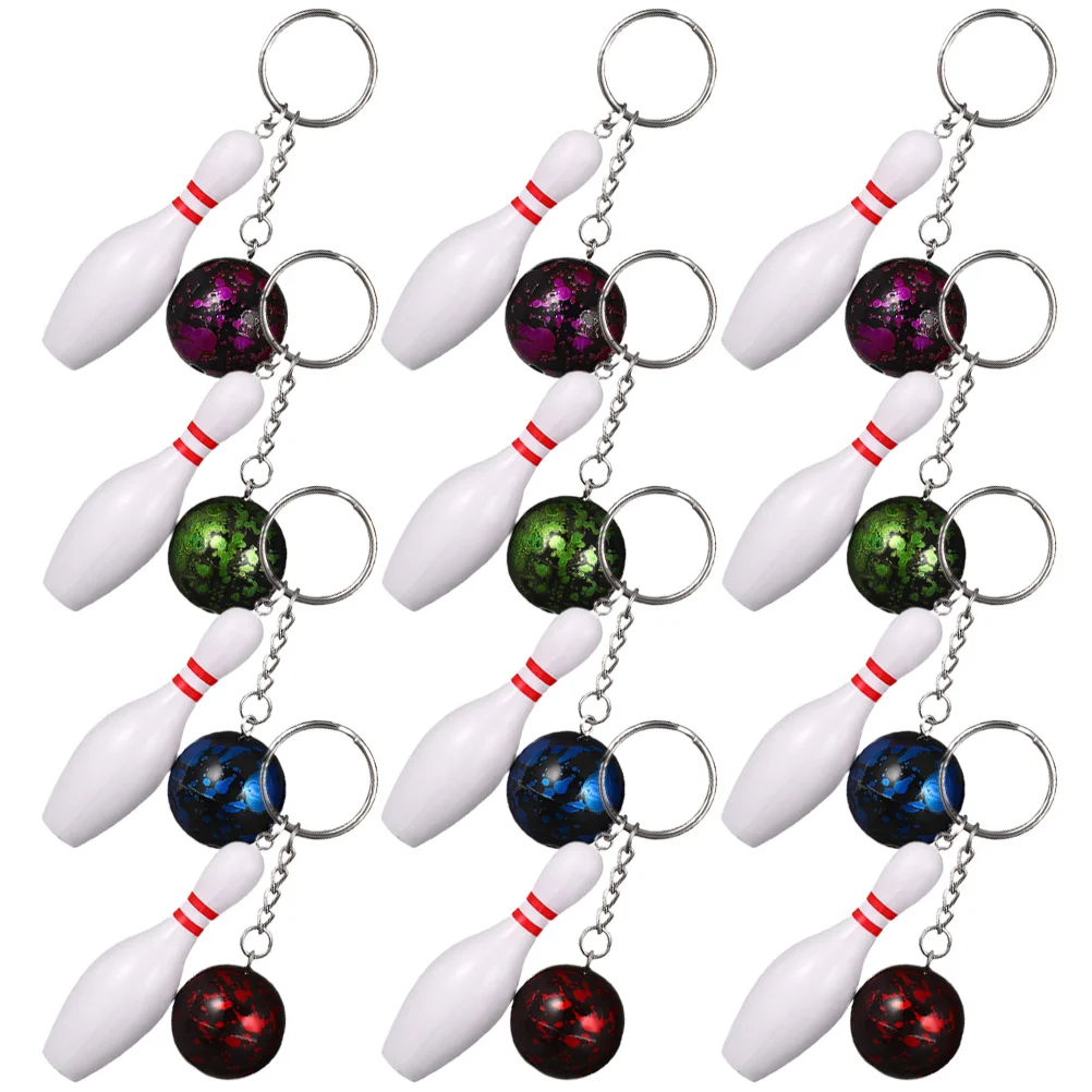 

12 Pcs Bowling Key Chain Chritmas Gift Mini Key Chains Decorations Valentines Day Presents Rings Decors Pvc Sports Gifts