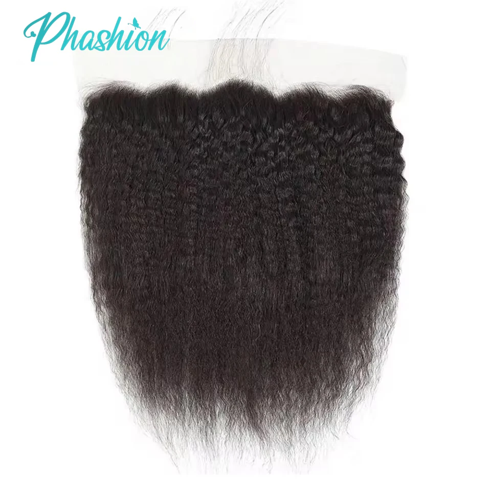 Phashion 26 28 Inch Kinky Straight 2x6 Deep Parting Kim K Lace Closure 13x6 Lace Frontal Only Human Hair Transparent Remy Hair 3
