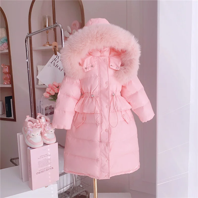 

Winter Jacket For Girls Fashion Hooded Thick Warm Long Coats Children's Outdoor Clothes Outerwear Kids Cotton Parkas