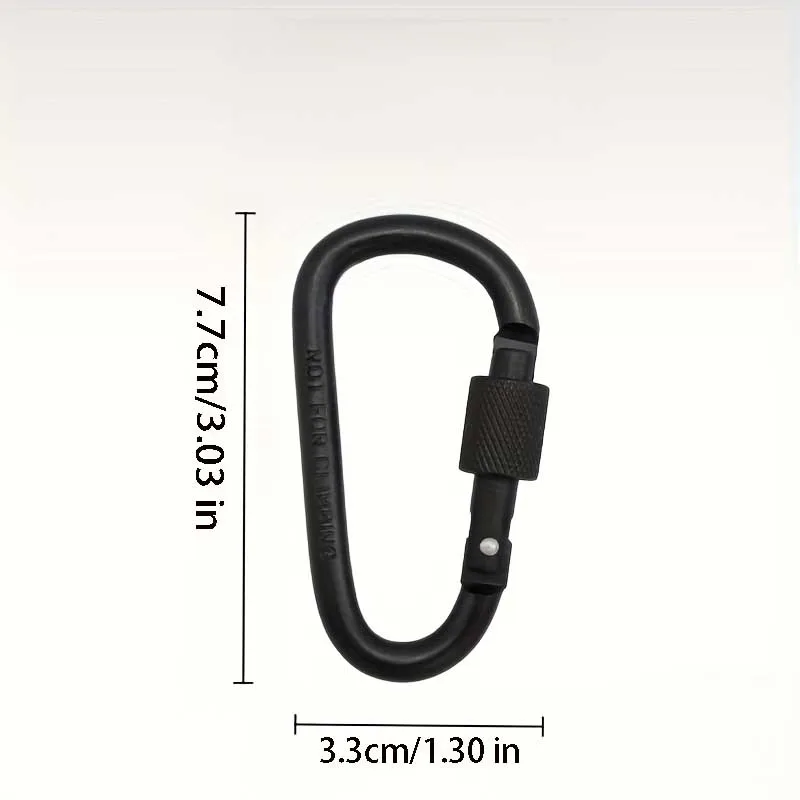 6Pcs 블랙 알루미늄 D 모양 스프링 후크 (나사 포함) 야외 캠핑 하이킹 낚시 배낭 키 버클 클립