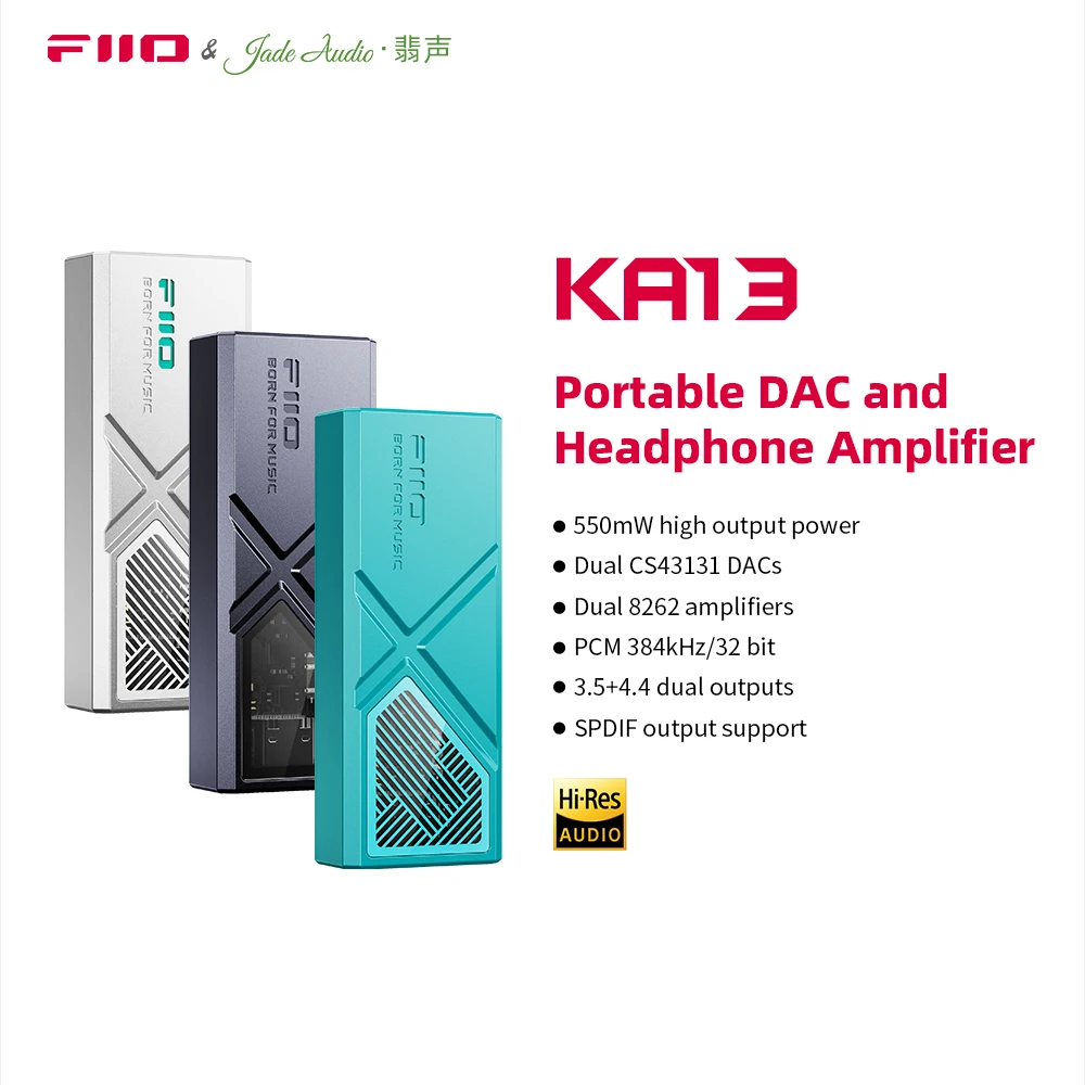 FiiO-AmplificadorDACPortátil,CS43131DuploparaIOSeAndroid,SaídaEquilibrada3,5mme4,4mm,550mWdeAltaPotência,KA13-AliExpress44