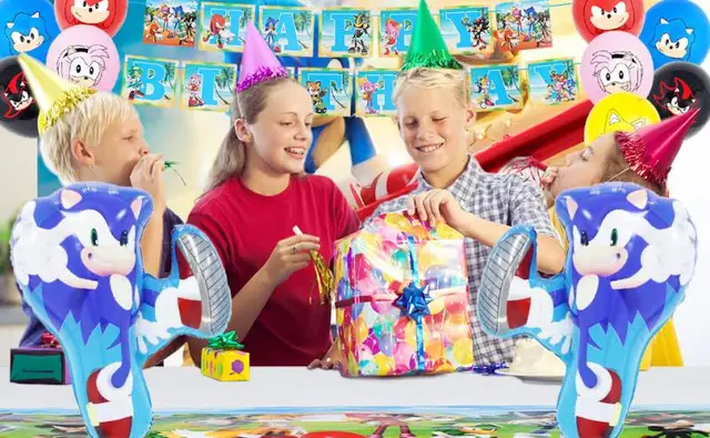 7Pcs Sonic Birthday Balloon Number Kids Anniversary Room