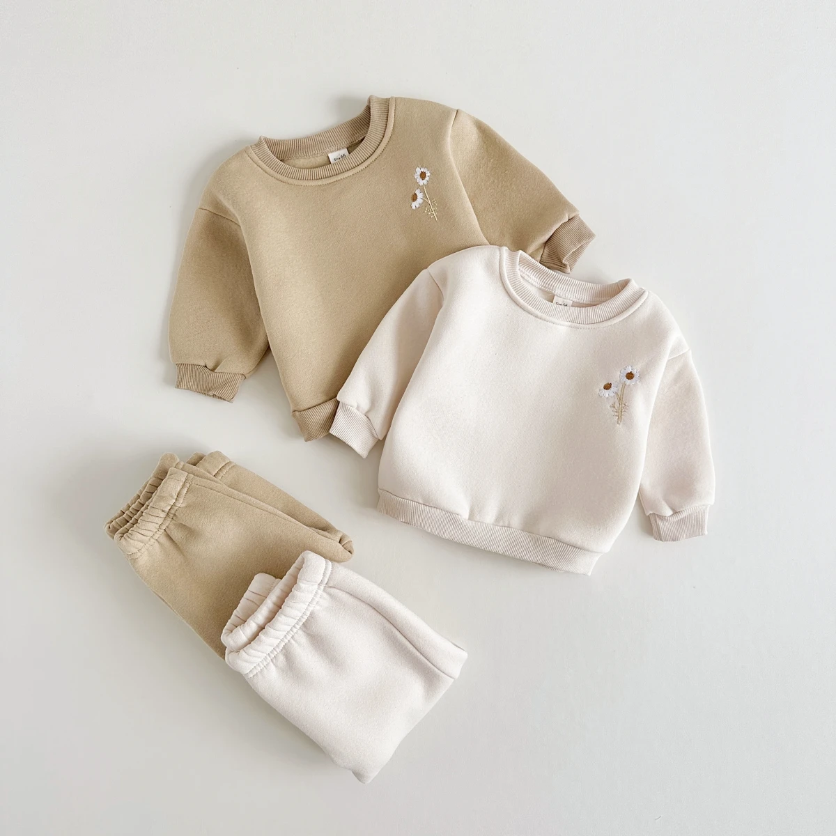 Kids Clothes Set 2PCS Spring Autumn 0-4Y Newborn Cotton Long Sleeves+Pants Small Daisy Embroidery Boys Girls Clothes Children Casual Warmth