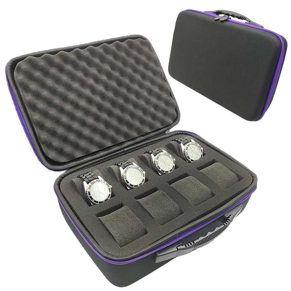

8 Slot Watch Storage Box Sponge Shockproof Watch Organizer Protective Safety Canvas EVA Storage Case for Most Watches