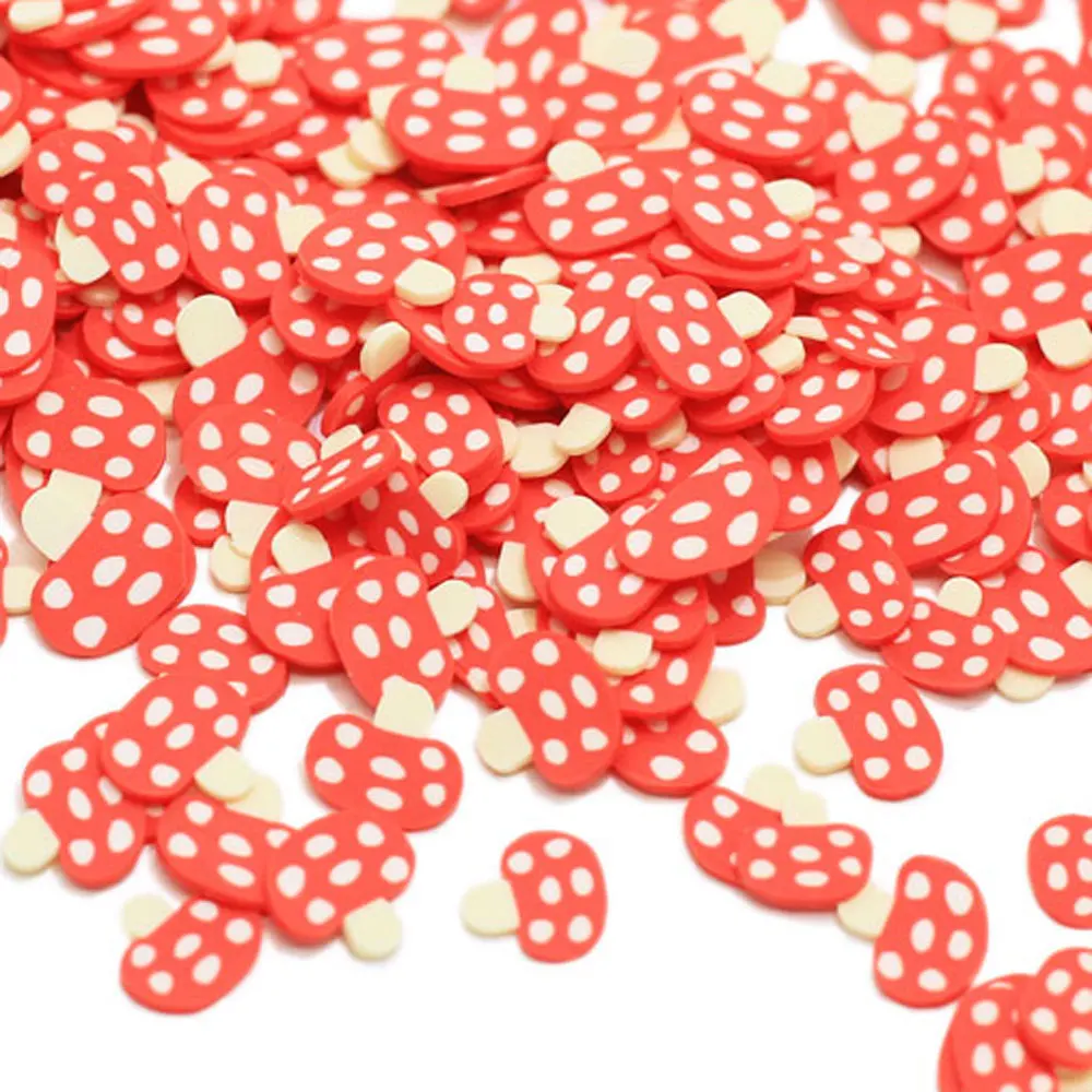 5mm Red Mushroom Slices Polymer Clay Sprinkles DIY Crafts Making Slime Filler Nail Arts Decoration