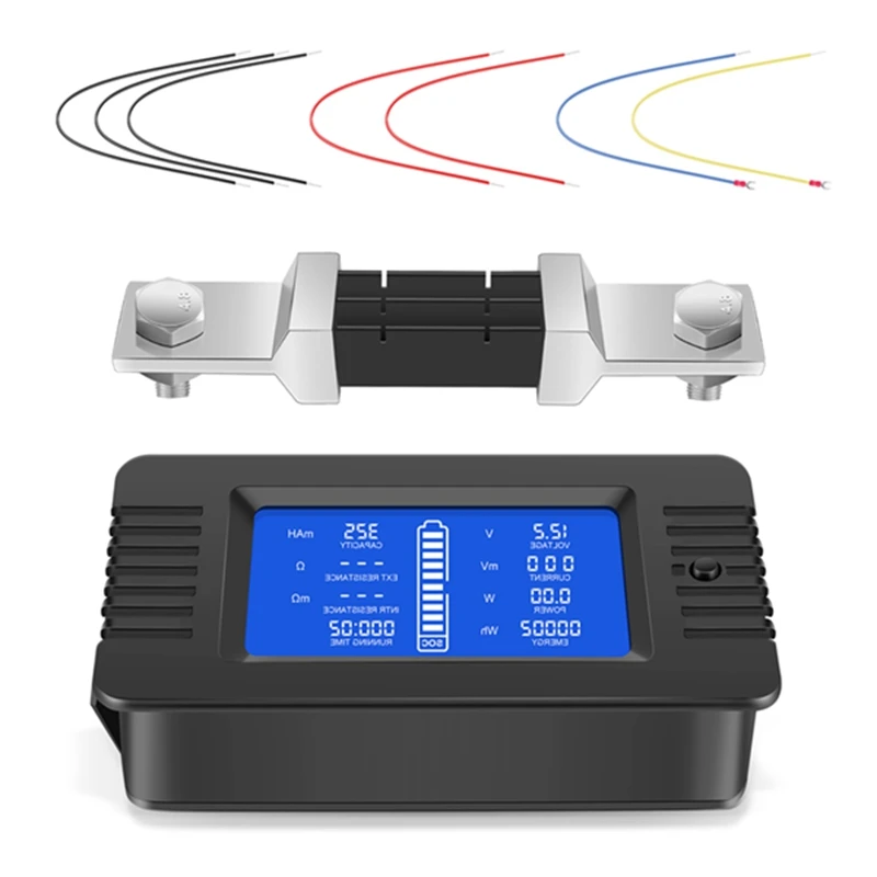 

Multifunction Battery Monitor Meter,0-200V,0-300A (Widely Applied To 12V/24V/48V RV/Car Battery) LCD Display Digital Current Vol