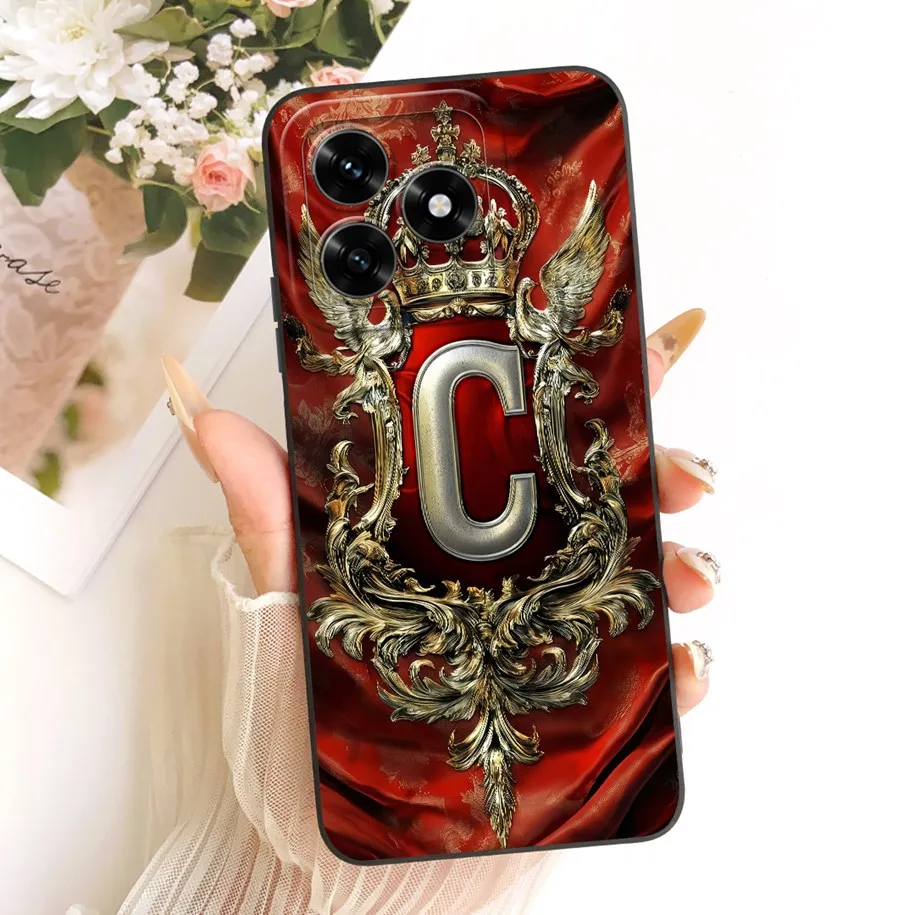 Retro Crown Letters Soft Silicone Lens Protective Phone Case Cover