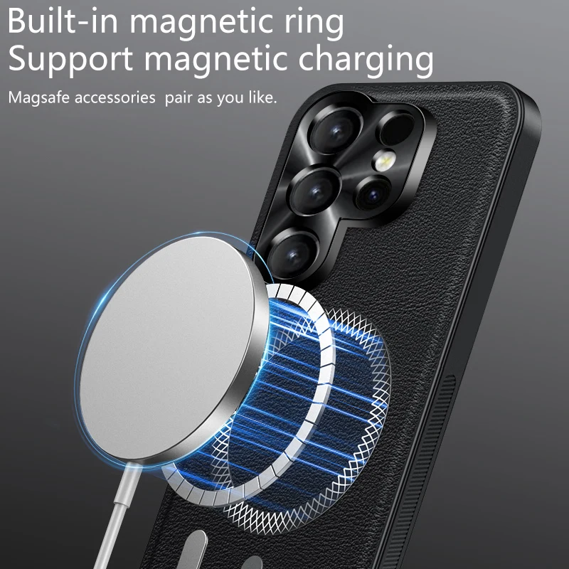 Magnetic Leather Shockproof Camera Protection Case – Premium Smartphone Cover