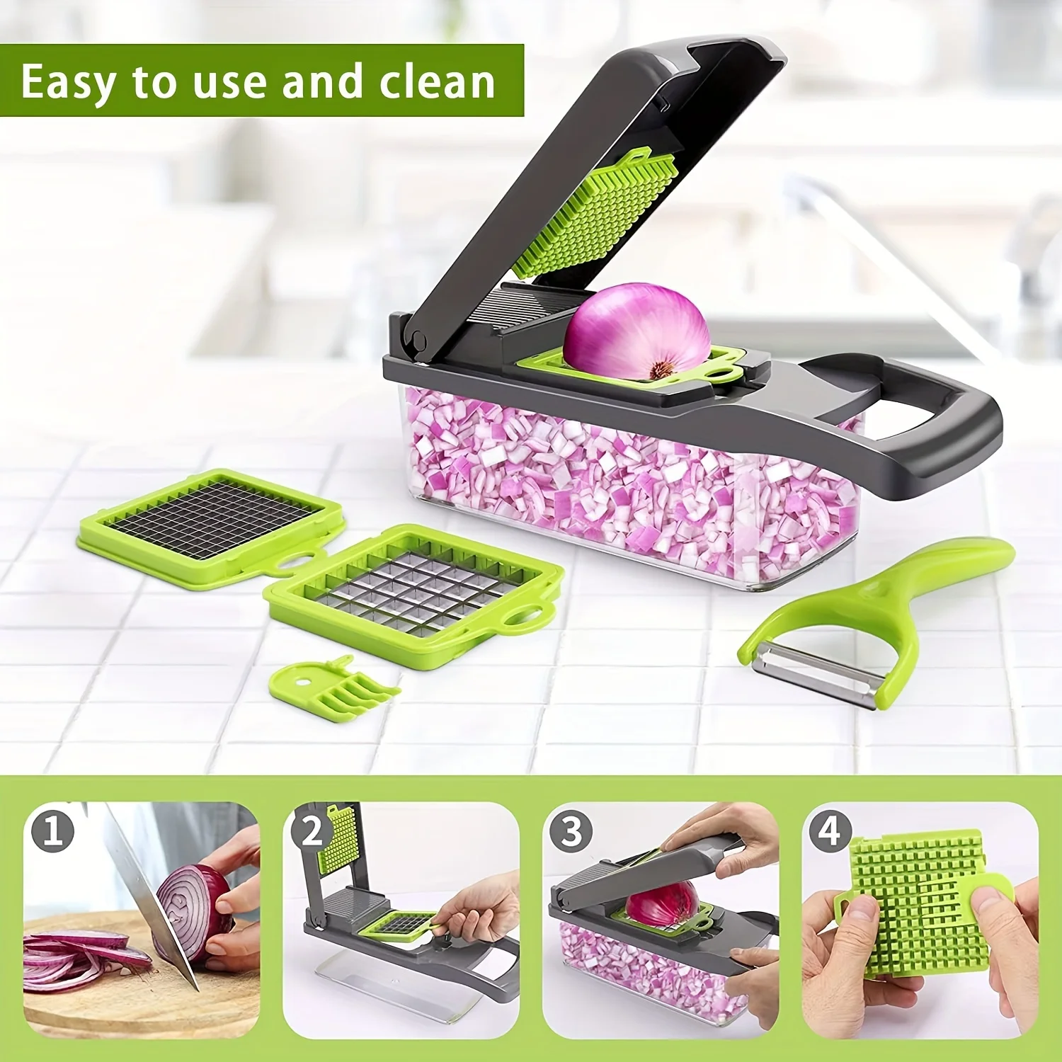 14/16 in 1 Multifunctional Vegetable Chopper Onion Chopper Handle Food Grate Food Kitchen Vegetable Slicer Dicer Cut