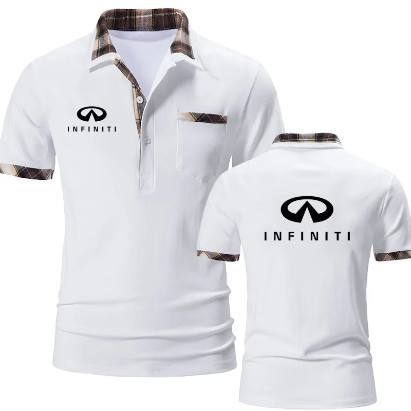 

Summer Comfortable Soft men's polo short sleeves Infiniti car logo print 100% cotton hot sale business men short sleeve shirt