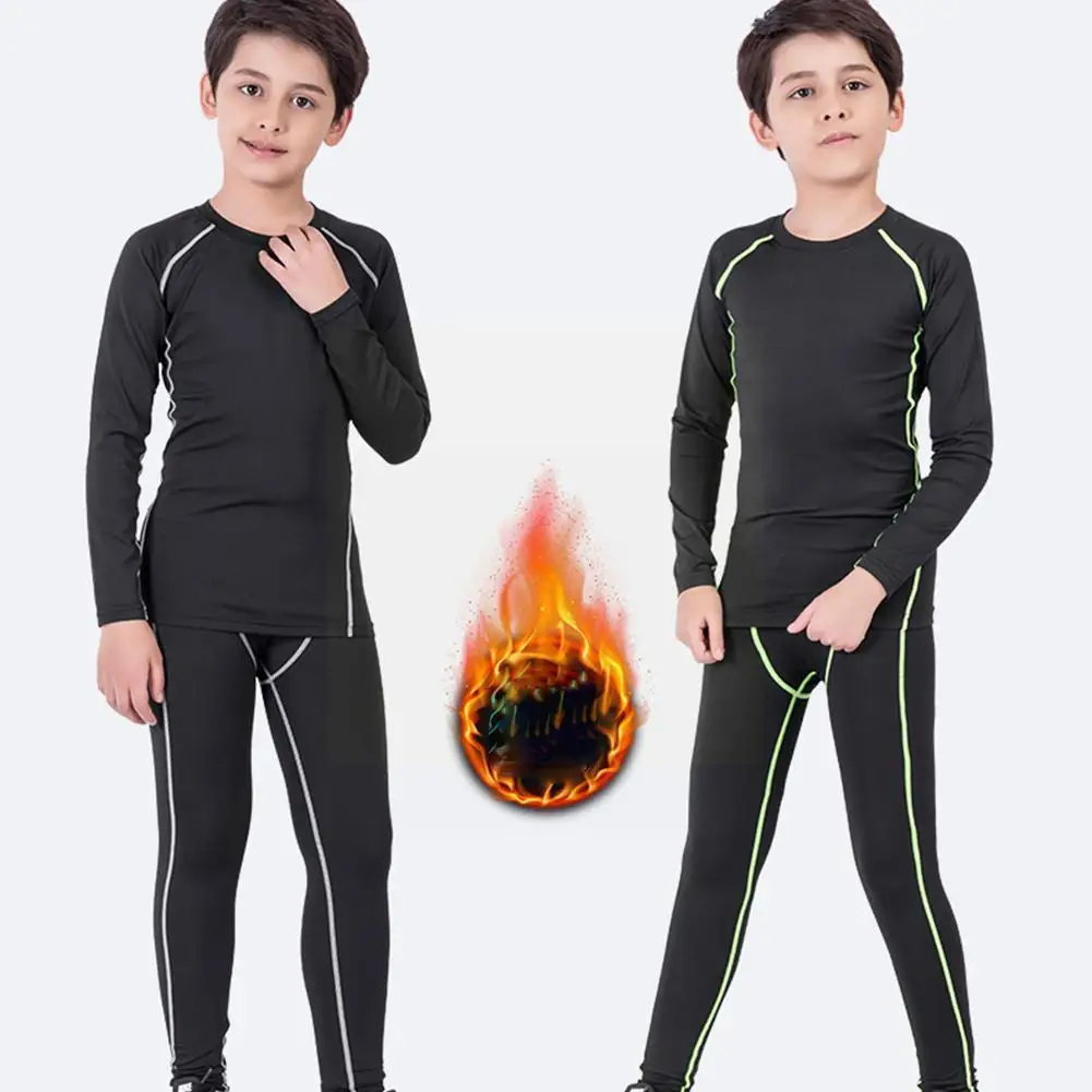 Winter Children's Sports Suit Quick Drying Thermal Underwear For Boys And Girls Basketball Football Compression Sportswear Y3j9