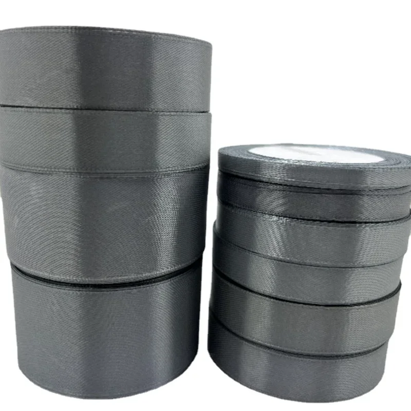 25yadrs/Roll 6-10-15-20-25-40-50mm Silver Gray Satin Ribbons Christmas Halloween Wedding Birthday Party Gift Wrapping Ribbon