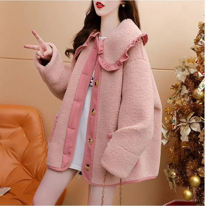 Autumn Winter Women's Jackets Lambswool Cardigan Jacket Brand Coats Luxury Designer Wear Korean Fashion Tops Loose