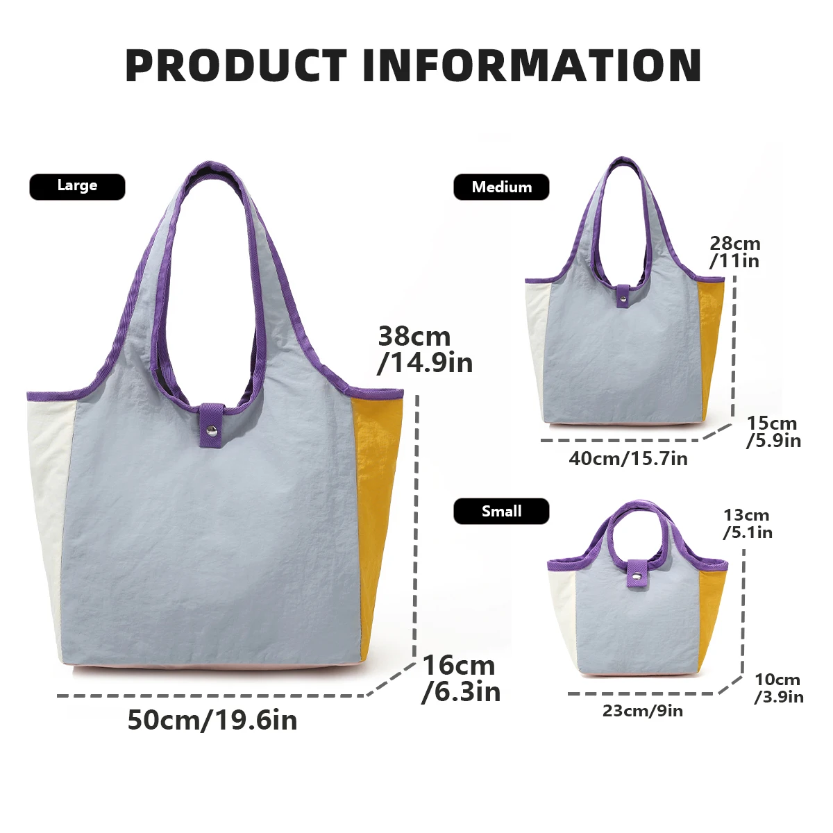 New Style Tote Bag for Women for Commuting to Work, Large Capacity Nylon Bag, Lightweight Handbag, Shoulder Bag, Shopping Bag, Suitable for Students Attending Classes
