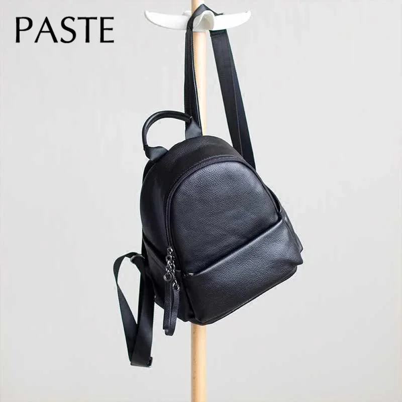 New Big Soft Cow Leather Women Backpack Black Grey High Quality Cowskin Ladies Rucksacks Leisure Business Travel Shoulder Bag 2