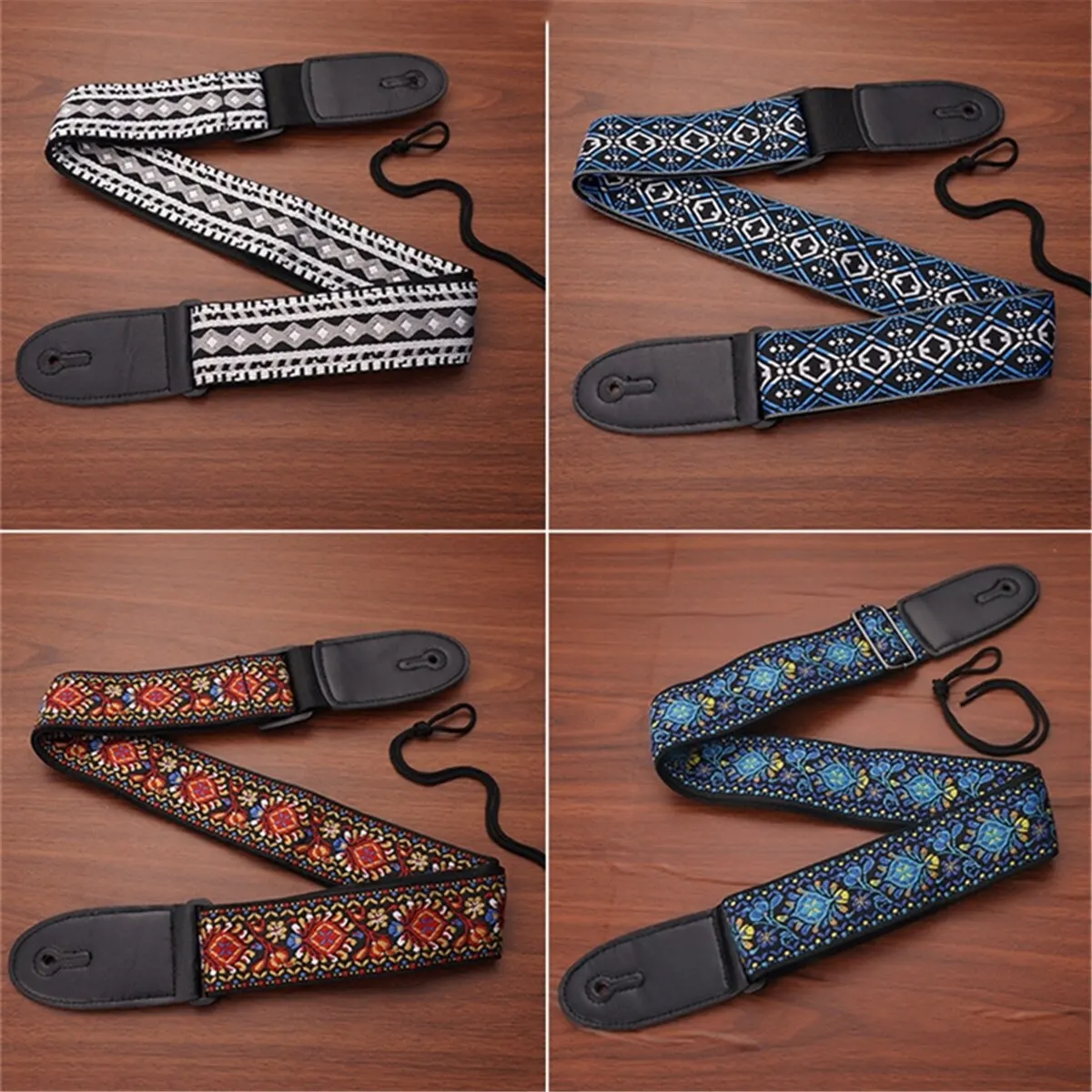 Description Picture 5 of itemEmbroidered Print Guitar Strap Vintage Ethnic Style Adjustable Strap for Folk Electric Guitar Bass Ukulele Guitar Accessories