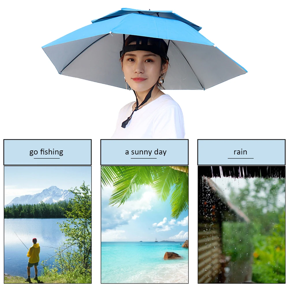 Portable Fishing Sunshade Umbrella Hat for Outdoor Activities