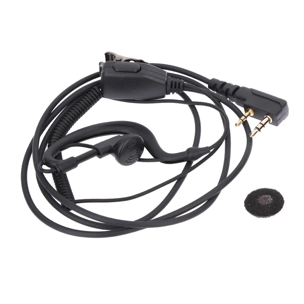2-Pin Earpiece Headset with PTT Microphone and Ear Hook