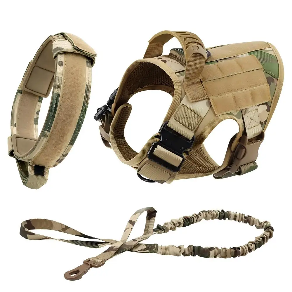 Taktisches Hundegeschirr, Leinenhalsband-Set, großes Haustier, Deutscher Schäferhund, Malinois, Trainingsgeschirre, Gehweste für mittelgroße und große Hunde