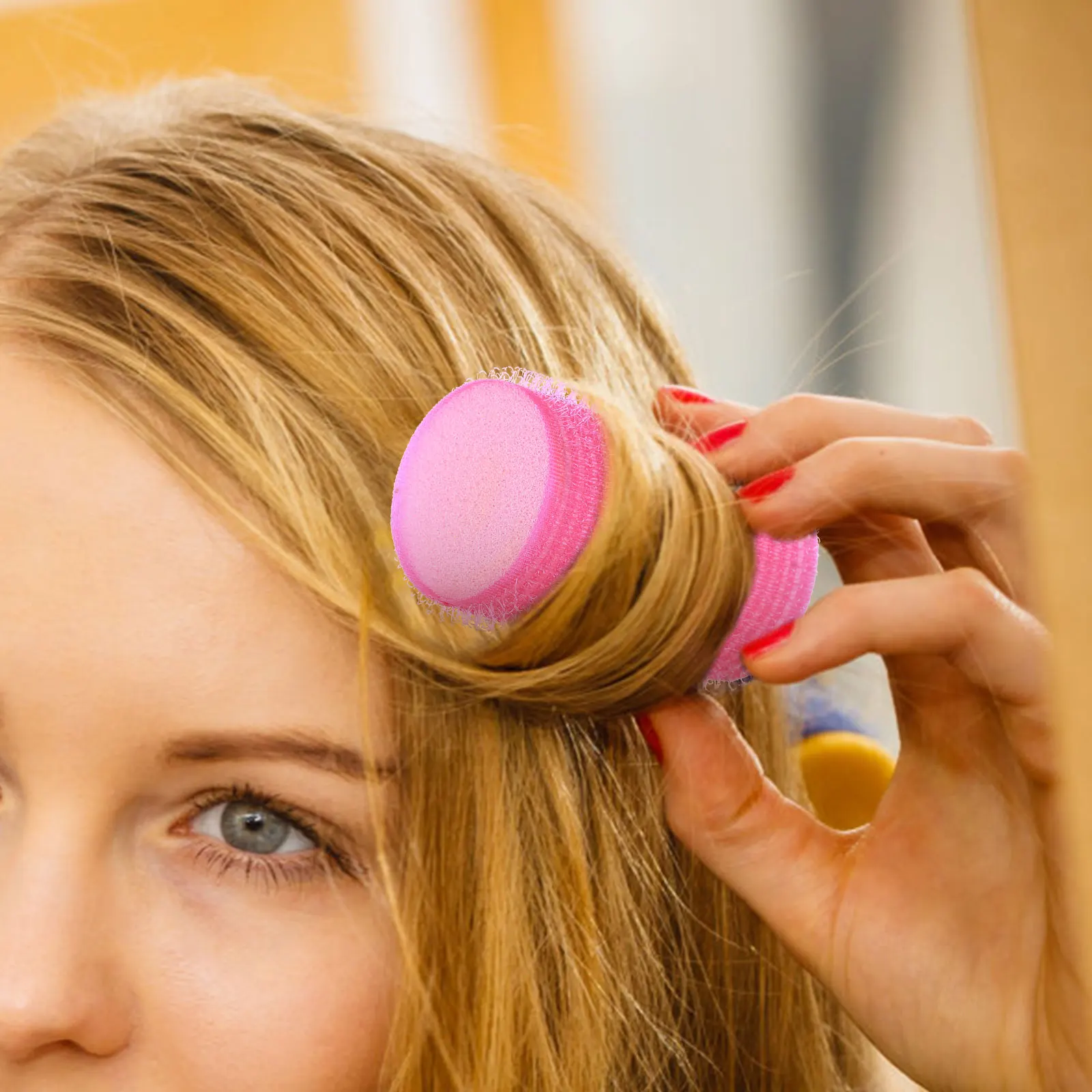 12pcs Self Adhesive Hair Curler Sponge Rollers Temporary Styling Tool Soft Curling Suitable All Hair Types Dry Wet