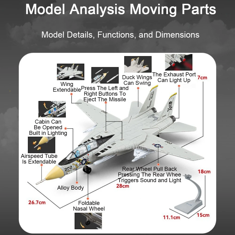 1:32 Alloy Model Fighter Jet with Sound and Light Features - Diecast Metal Aircraft with Movable Doors