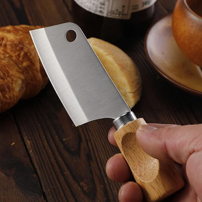 Rubber Wooden Handle Cheese Knife Butter Cutter Fruit Knife Mini Cheese Cutter for Cool Meat Charcuterie Board Tools