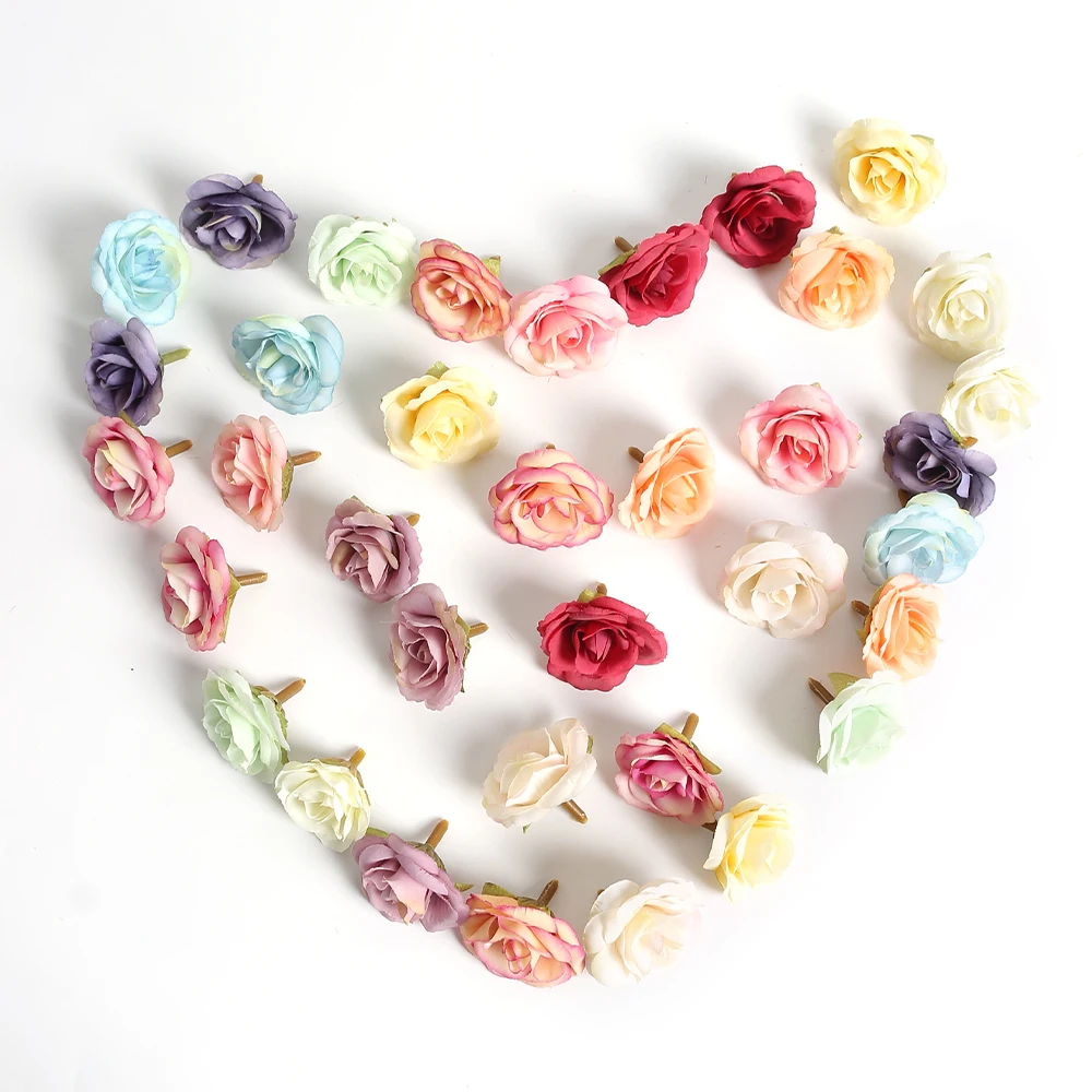 10 Stück künstliche Rosenblütenköpfe, 3,5 cm, künstliche Blumen für Heimdekoration, Garten, Hochzeitsdekoration, DIY-Bastelgirlande, Zubehör – Detail 8