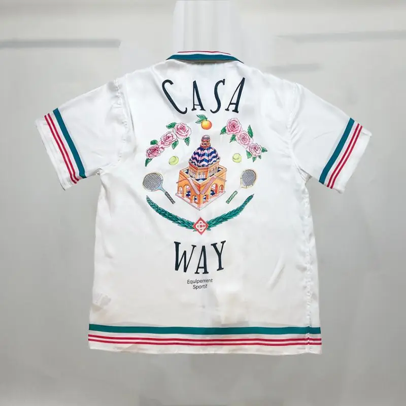 

Dropshipping Casablanca Shirts Flower Palace Table Tennis Club Soft Short Sleeved Cardigan Loose Hawaiian Shirt for Men Women