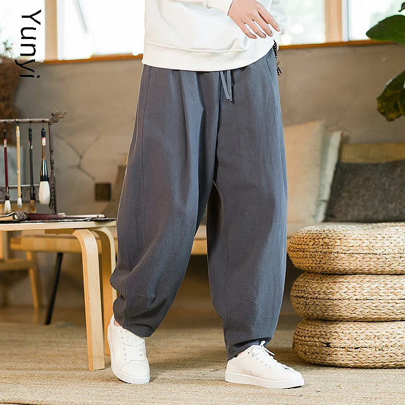 Chinese Style Tai Chi Pants For Men Spring Autumn Martial Arts Practice Pants Wide Leg Loose Fit Cotton Linen Long mens tai chi pants