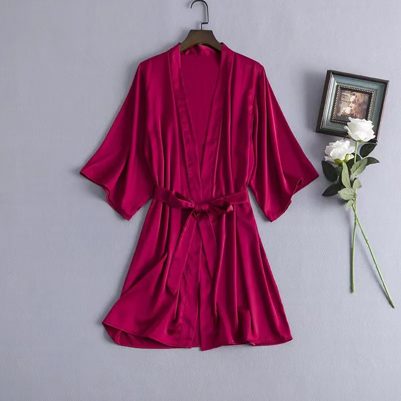 Green Nightgown Solid Color Kimono Lady Elegant Bathrobe Satin Homewear Wedding Bridal Gift Sleepwear Sexy Intimate Lingerie women dress,women sleepwear,bride robes,silk robe,sleepwear pajamas,cotton bathrobe