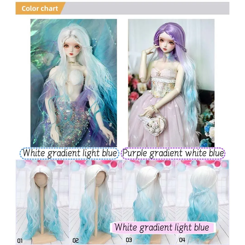 女の子のための妖精の人魚の巻き毛の人形,白い/紫,青
