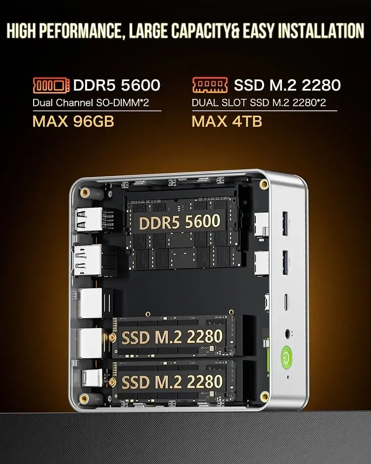 GMKtec K9 Core Ultra 5 125H Mini PC Windows 11 DDR5 5600Mhz