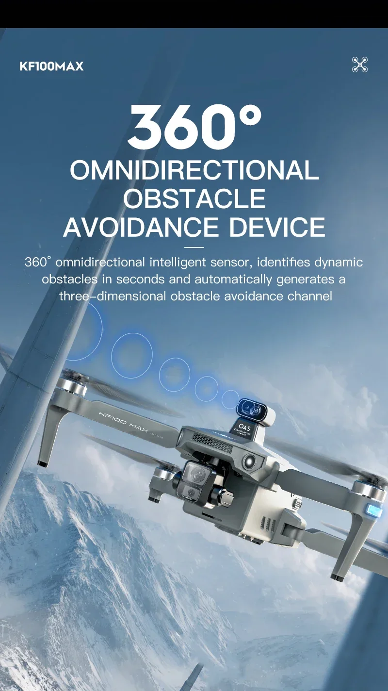 KF100 MAX Drone with 4K Camera 3-Axis Gimbal WiFi Obstacle Avoidance GPS Touch Screen FPV Brushless EIS Electronic Toy