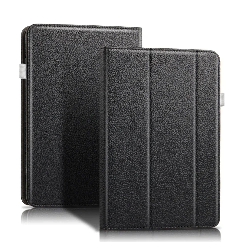 Premium PU Leather Tri-Fold Stand Cover with Hand Strap