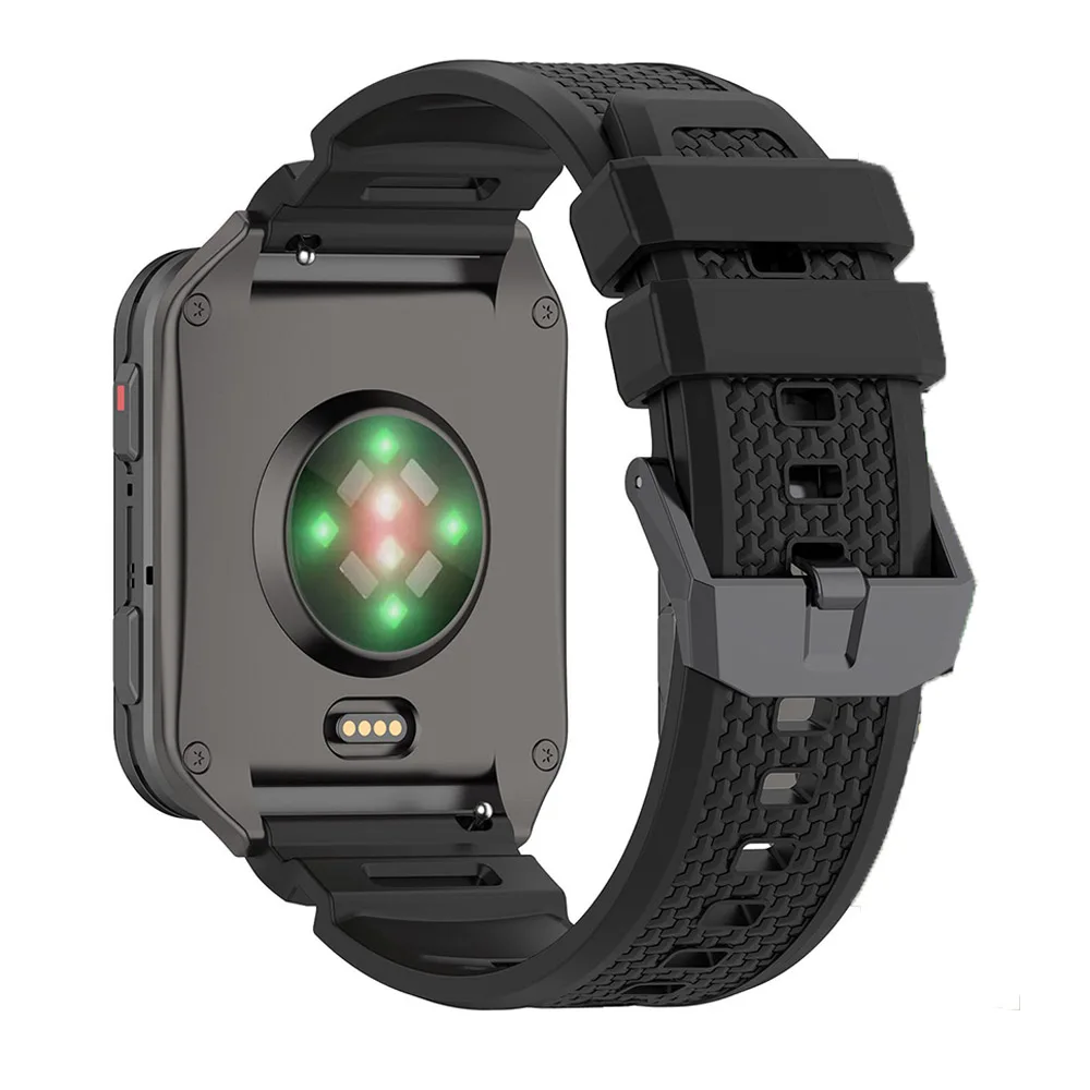 Textured Surface Black Buckle Silicone Watchband Strap