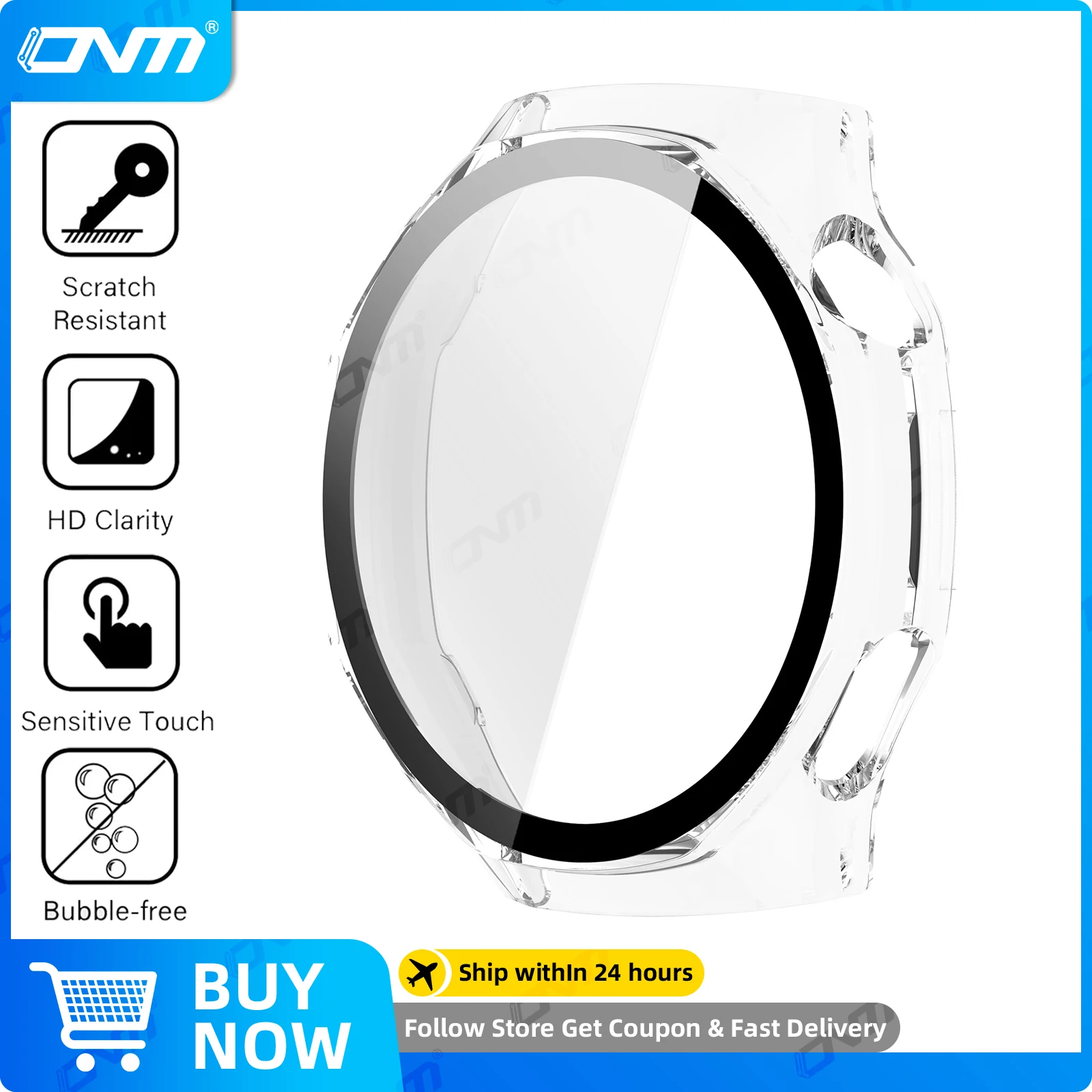Premium Tempered Glass Screen Protector & Durable Protective Bumper for Smartwatch – Anti-Scratch, Hard PC Casing