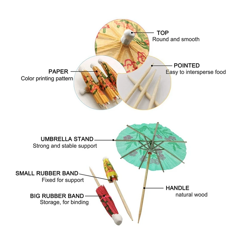 720Pcs Cocktail Umbrella For Drink&Food, Decorative Toothpicks For Party,Hotel, Restaurant,Tiki Bar,Hawaiian Party