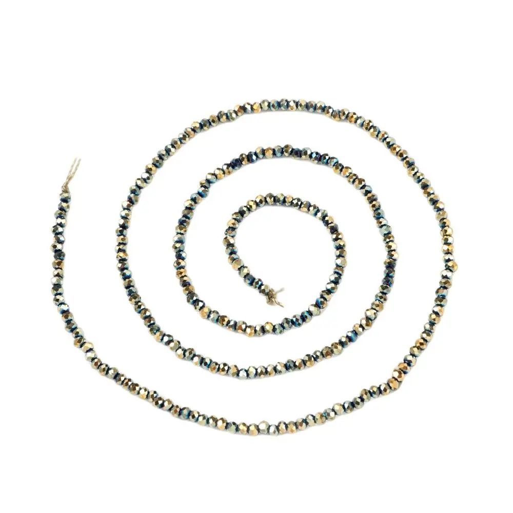 Glass Beads 10 Strands 2x1.5-2mm Faceted Crystal Glass Beads Rondelle Briolette Glass Spacer Beads for Necklace Bracelet Jewelry Making