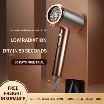 Hair Dryer EURO 1500W Hair Care with Collagen Strong Wind Multi-speed Air Temperature Regulation Fast Drying Low Radiation