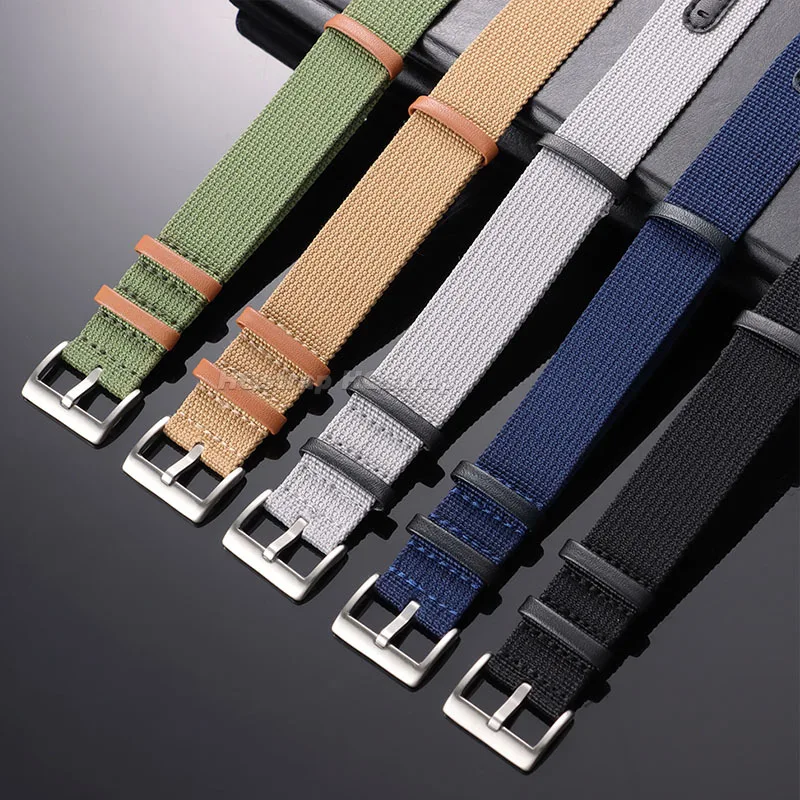 Elegant Woven Nylon & Leather Watch Band - Universal Sport Comfort Strap