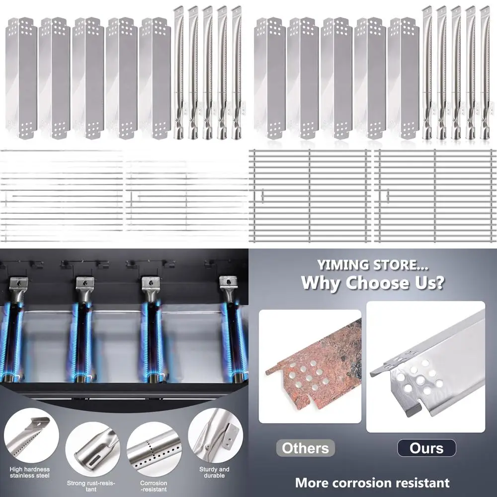 Replacement Parts for 5 Burner 720-0888N & 4 Burner 720-0830H Grills, 17 Cooking Grates, Heat Plates, Tubes