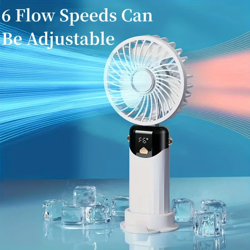 Handheld Folding or String Neck-hanging Small Fan USB Charging Small Fan Handheld Portable Fan Displaying Battery Capacity 7 S8a26121042d347eab0c459d801c8fb4f8